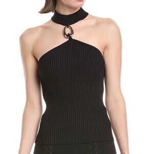 SIMKHAI Rubie Mock Neck Top Black Large Ribbed